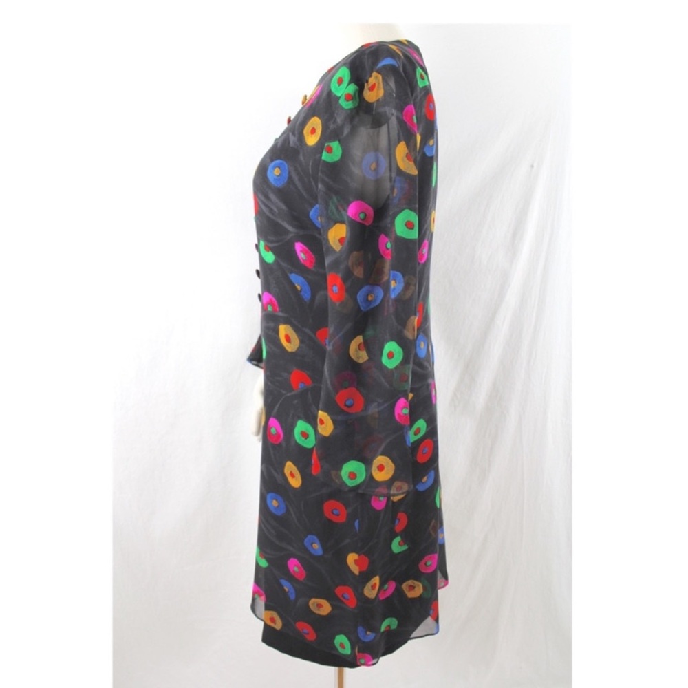 Akris Dress Silk Printed Layer Buttons Over Black-DESIGNER DEAL ⭐️ - Picture 9 of 12